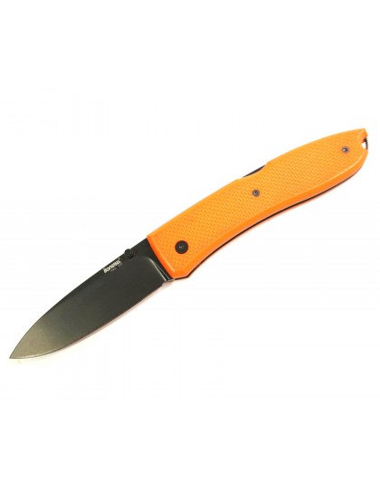 Нож складной LionSteel Big Opera G10, черное лезвие, оранж. рукоять