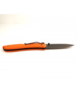 Нож складной LionSteel Big Opera G10, черное лезвие, оранж. рукоять