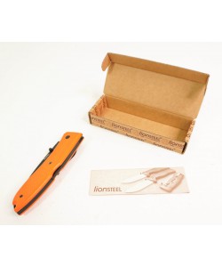 Нож складной LionSteel Big Opera G10, черное лезвие, оранж. рукоять