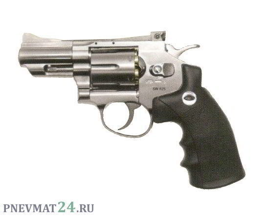 Пневматический револьвер Gletcher SW R25 Silver, пулевой (2,5”)
