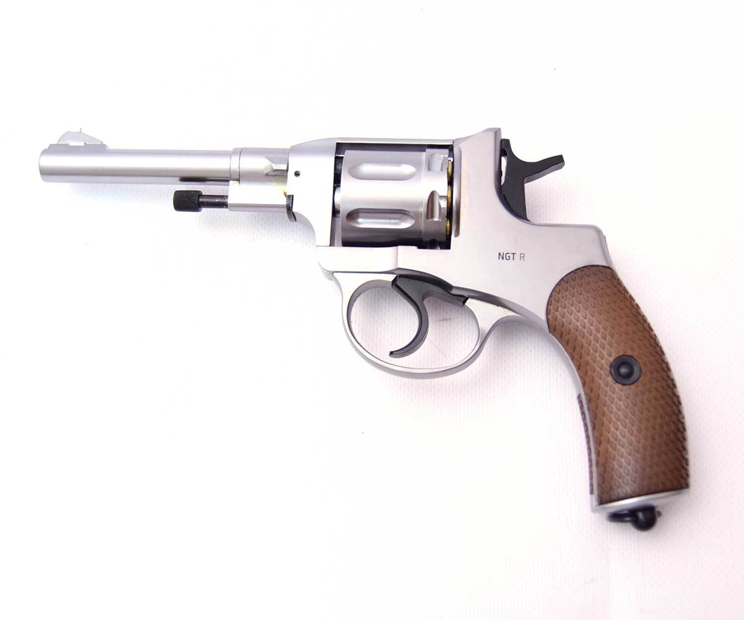 Пневматический револьвер Gletcher NGT (F) Silver (Наган) купить! Цена в Москве, СПБ