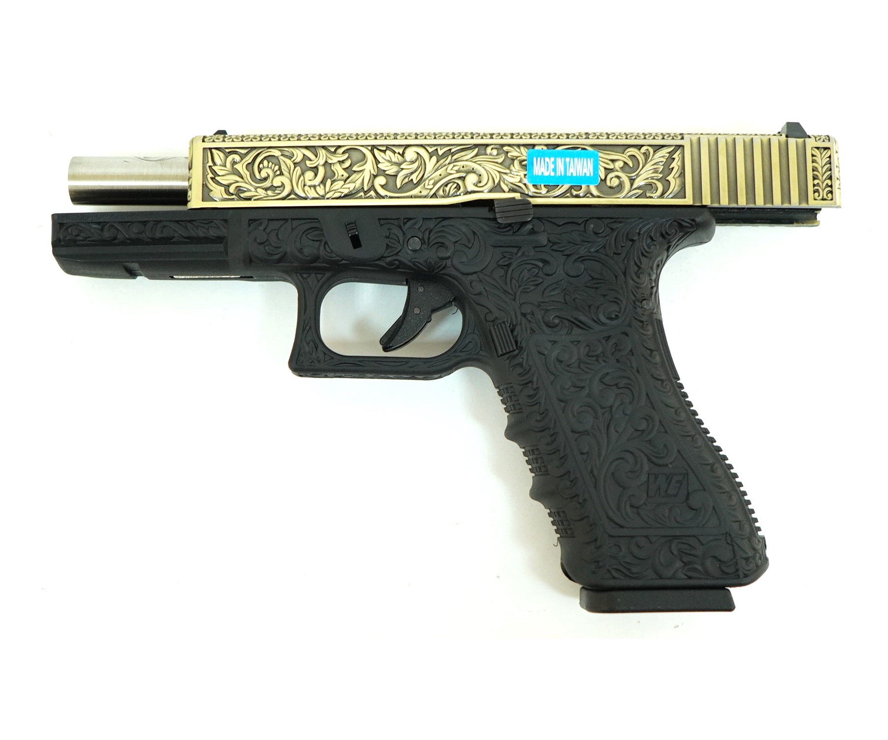 Страйкбольный пистолет WE Glock-17 Gen.3 Bronze, с гравировкой (WE-G001BOX-...