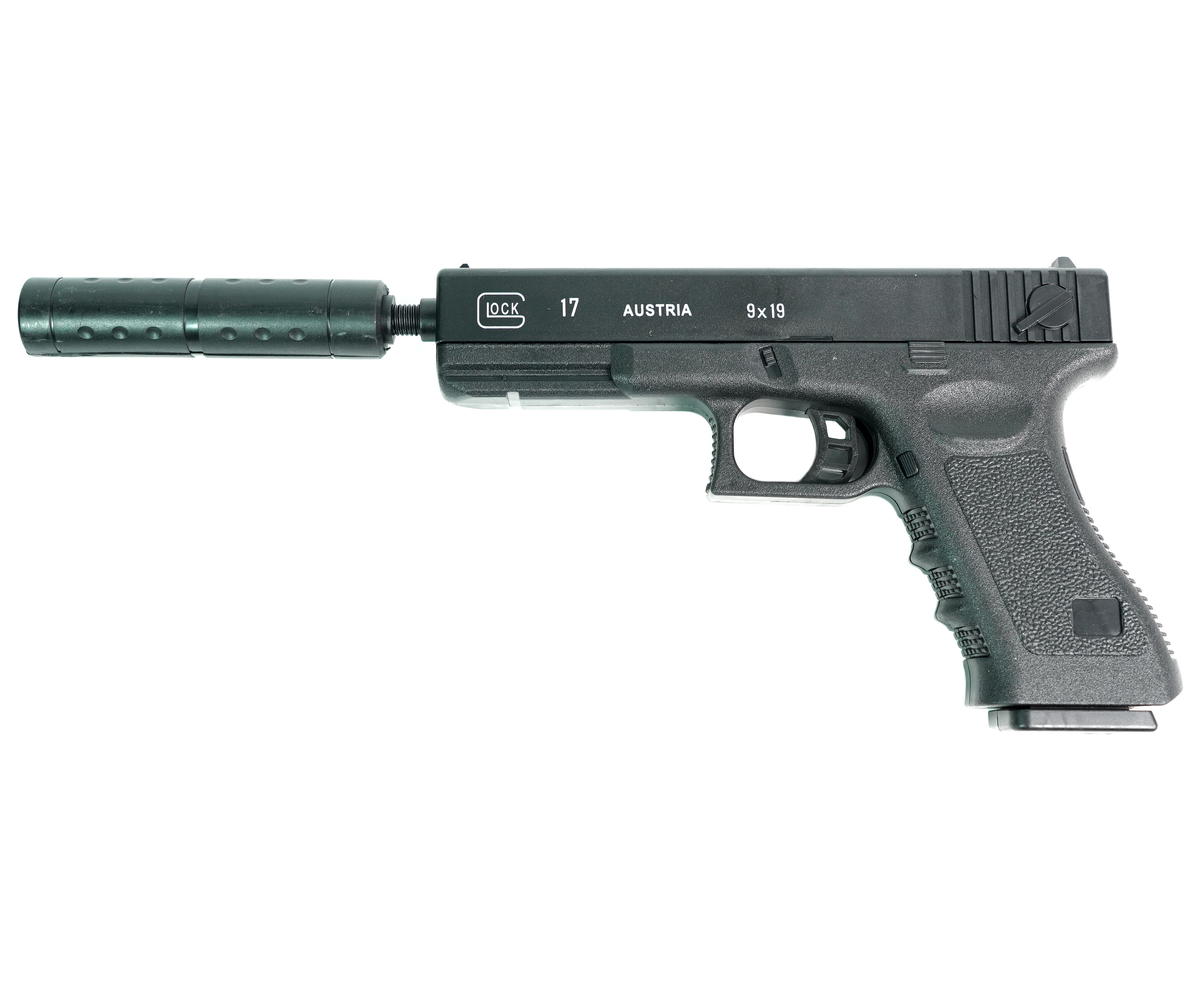 Игрушечный пистолет Shantou 100002679 - Glock 17 (пластик, 6 мм, глушитель)