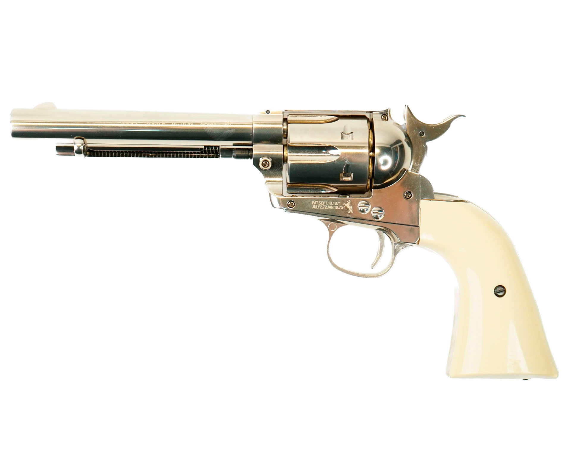 |Б/у| Пневматический револьвер Umarex Colt SAA 45 Pellet Nickel (5,5”) (№ 5.8322-78-ком)
