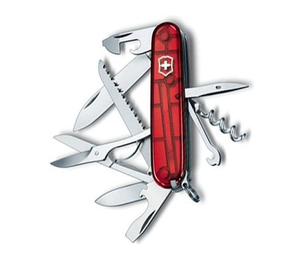 Нож складной Victorinox Huntsman 1.3713.T (91 мм, полупрозрачный красный)