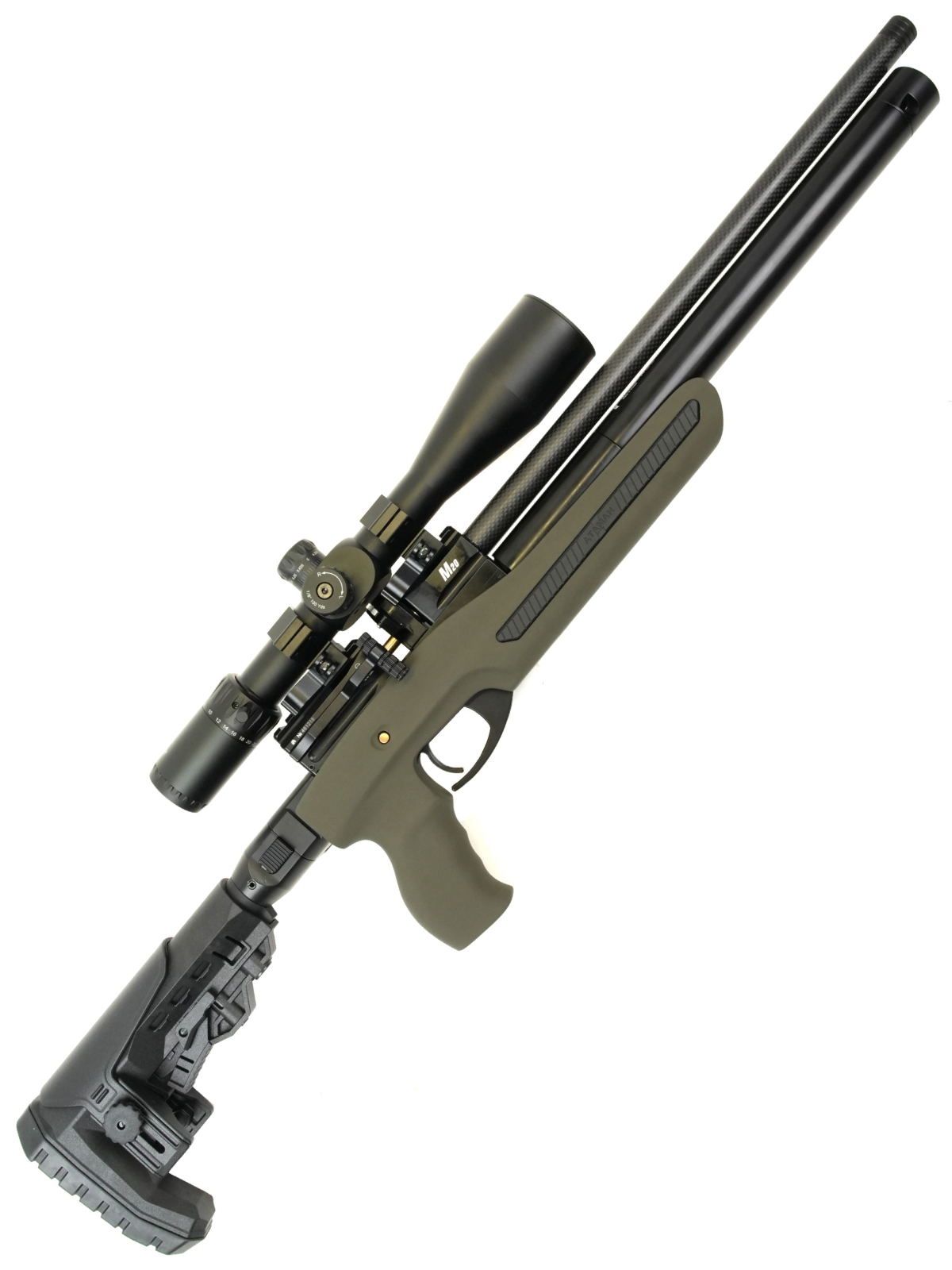 Пневматическая винтовка Ataman M20 SD 647 Ультра-компакт (Soft-Touch Olive, PCP, полнотел, редуктор) 6,35 мм