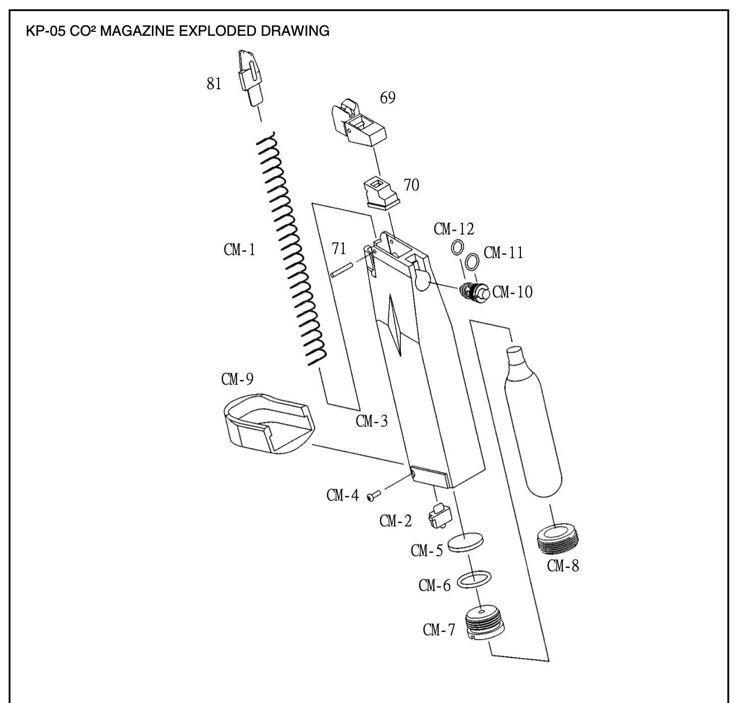 KJW KP-05 выпускной клапан + уплотнительное кольцо для CO2 (Part CM-10,CM-11)