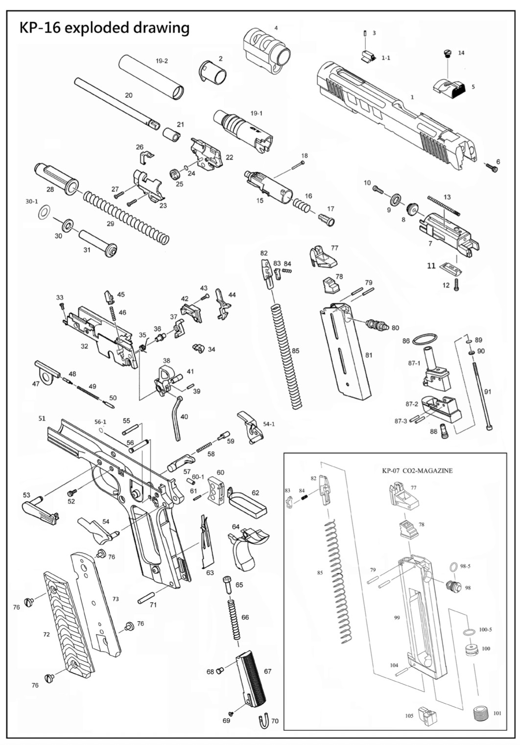 KJW KP-16 выпускной клапан магазина CO2 + уплотнительное кольцо (Part 98,98-5)